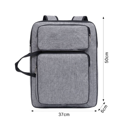 Art Portfolio Case A3 Artist Drawing Board Bag Waterproof Art Carrying Bag Portable Sketch Pad Storage Bag Artist Folder Case Tote Bag Shoulder Bag for Palette Paints Brushes Pencils (Grey)
