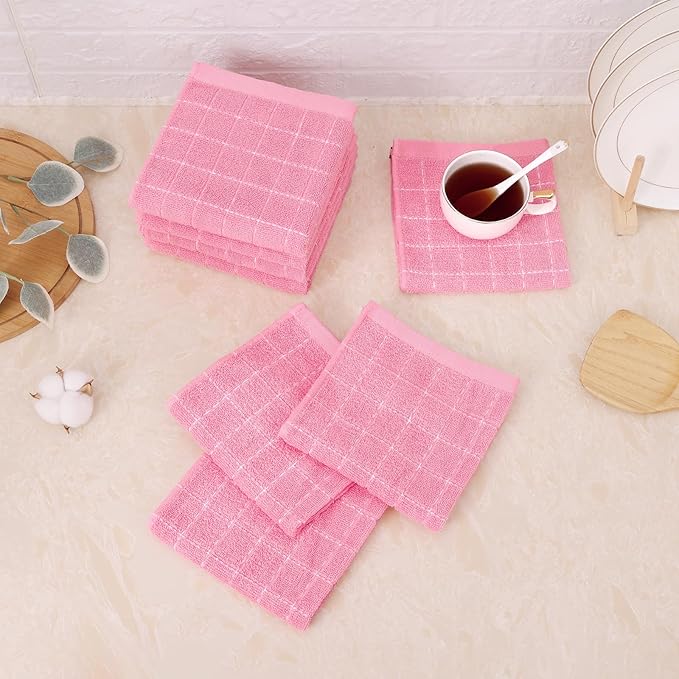 Mordimy 100% Cotton Terry Cloth Dish Cloths, Soft and Absorbent Checkered Dish