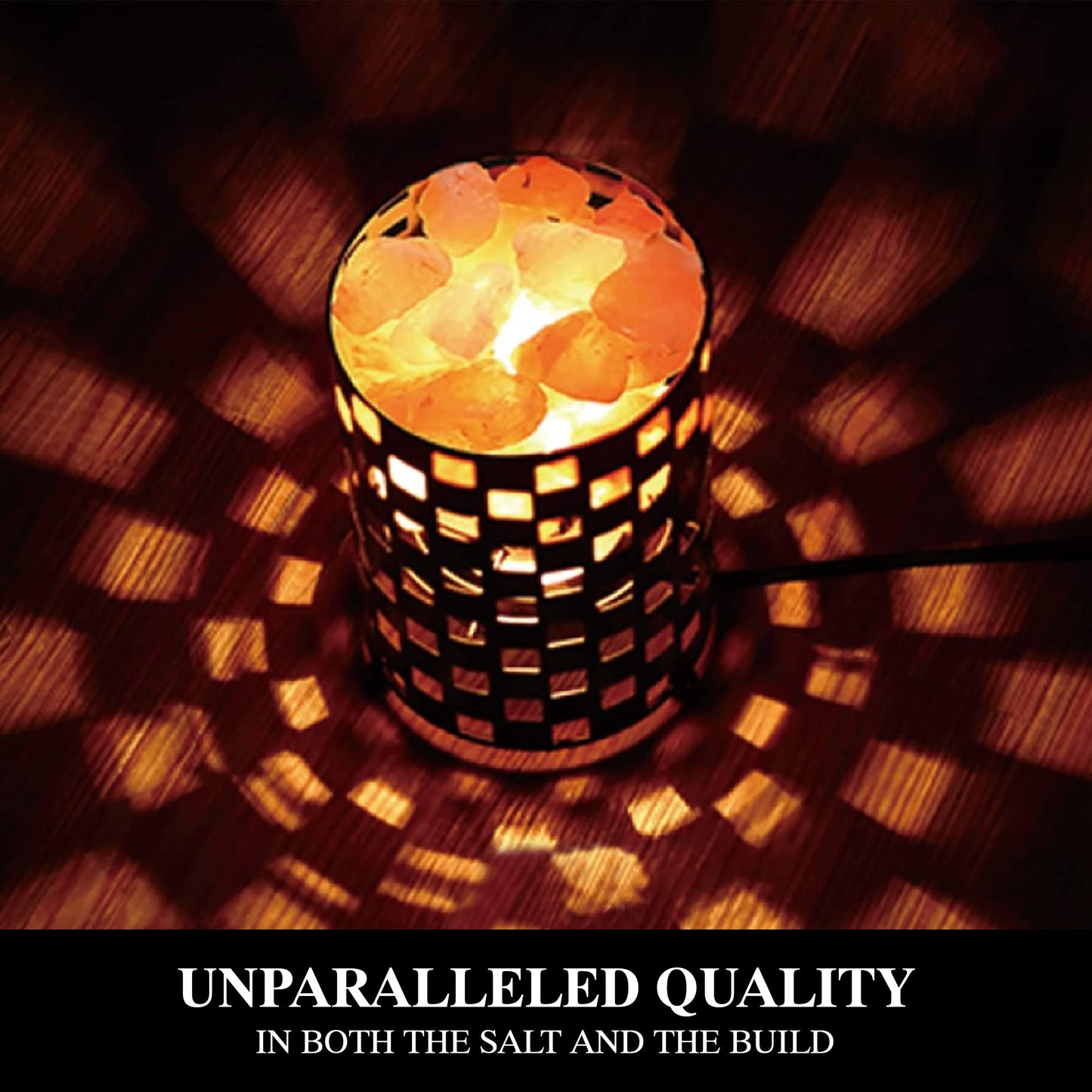 Himalayan Glow Projective Style Metal Basket Night Light with Pink Chunks, Bulb,(ETL Certified) Dimmer Switch,Calming & Relaxing Salt Lamp, Pink Salt Chunks