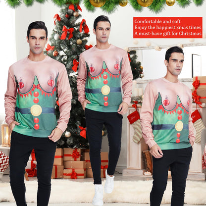 uideazone Unisex Ugly Christmas Sweater 3D Funny Boobs Design Printed Novelty Xmas Pullover Sweatshirt Shirt for Men Women
