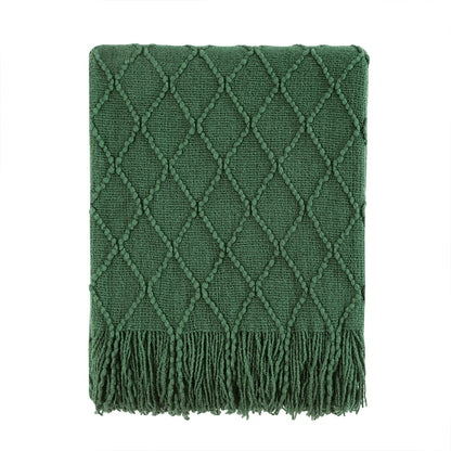BOURINA Green Throw Blanket 50x60 Inches Throw Textured Solid Soft Sofa Couch Decorative Knit Blanket