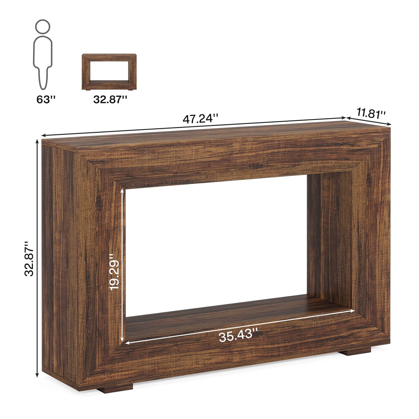 Tribesigns Farmhouse Console Table, 47 Inches Entryway Console Table with Storage, Industrial Hallway Accent Table for Living Room, Entrance
