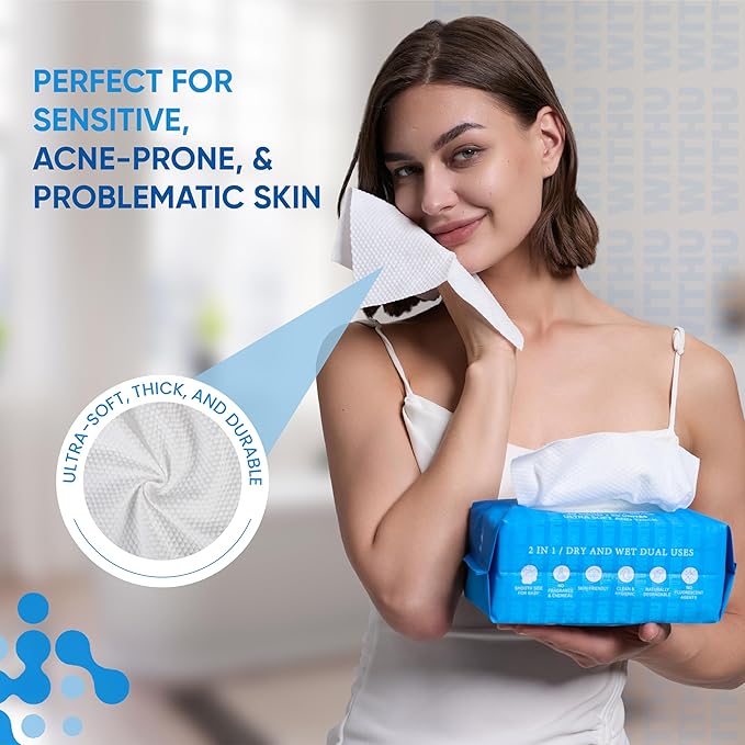 WITHU Disposable Face Towels, Ultra Soft, Biodegradable Makeup Remover Wipes