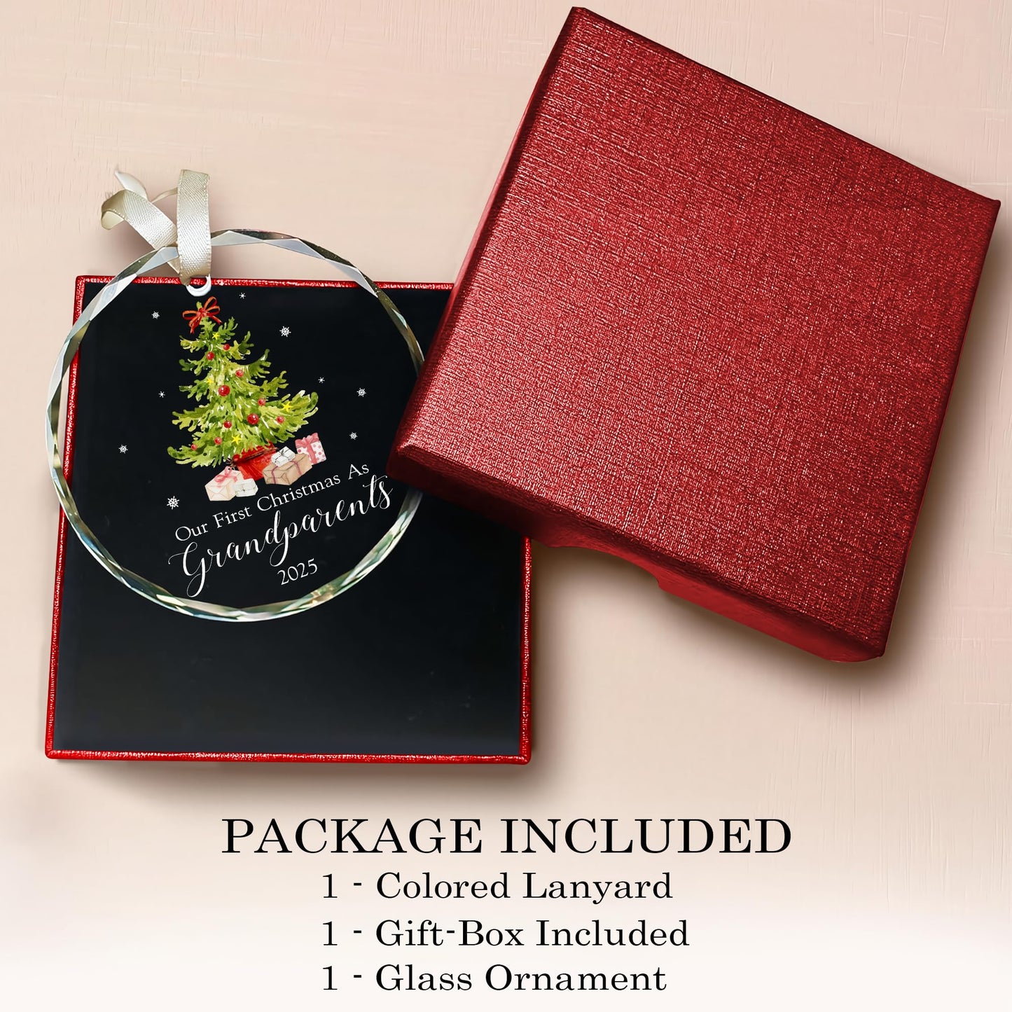 MALFIRST Our First Christmas as Grandparents 2025 Ornament – First Time Grandparent Ornament, New Grandpa Grandma Gift, Grandmas First Christmas Ornament, First Year as Grandparents Keepsake