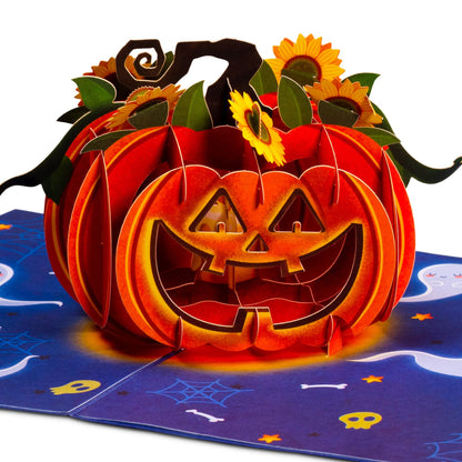 Paper Love 3D Halloween Pumpkin Pop Up Card, For Spooky Celebrations, Trick or Treat | Adult and Kids - 5" x 7" Cover - Includes Envelope and Removable Note Tag