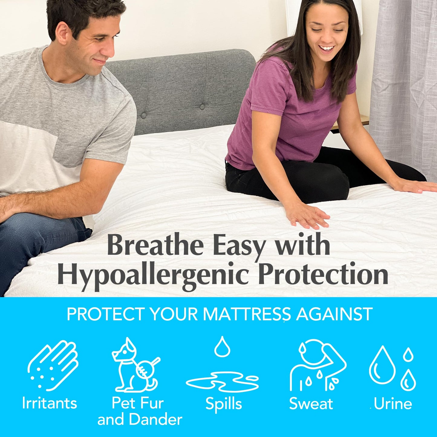 Handy Laundry Waterproof Mattress Protector – Breathable, Machine-Washable Mattress Cover – Perfect for Kids, Adults, and Pets – Extends Mattress Life. (Full Size)