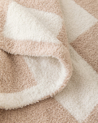 Ultra Soft Cozy Buffalo Checkerboard Grid Fluffy Microfiber Knitted Throw Blanket Lightweight Fleece Checkered Blanket for Sofa Couch Bed Travel Cream 51"X63"