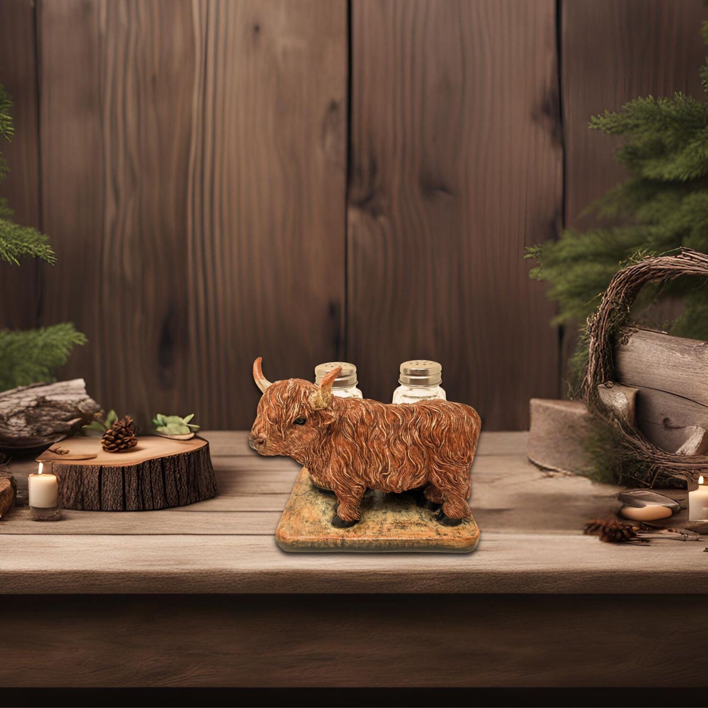 BestGiftEver Highland Cow Salt and Pepper Shakers | Scottish Highland Cow Decor | Rustic Farmhouse Kitchen Accessories | Animal Condiment Holder | Novelty Salt and Pepper Shaker Set for Nature Lovers