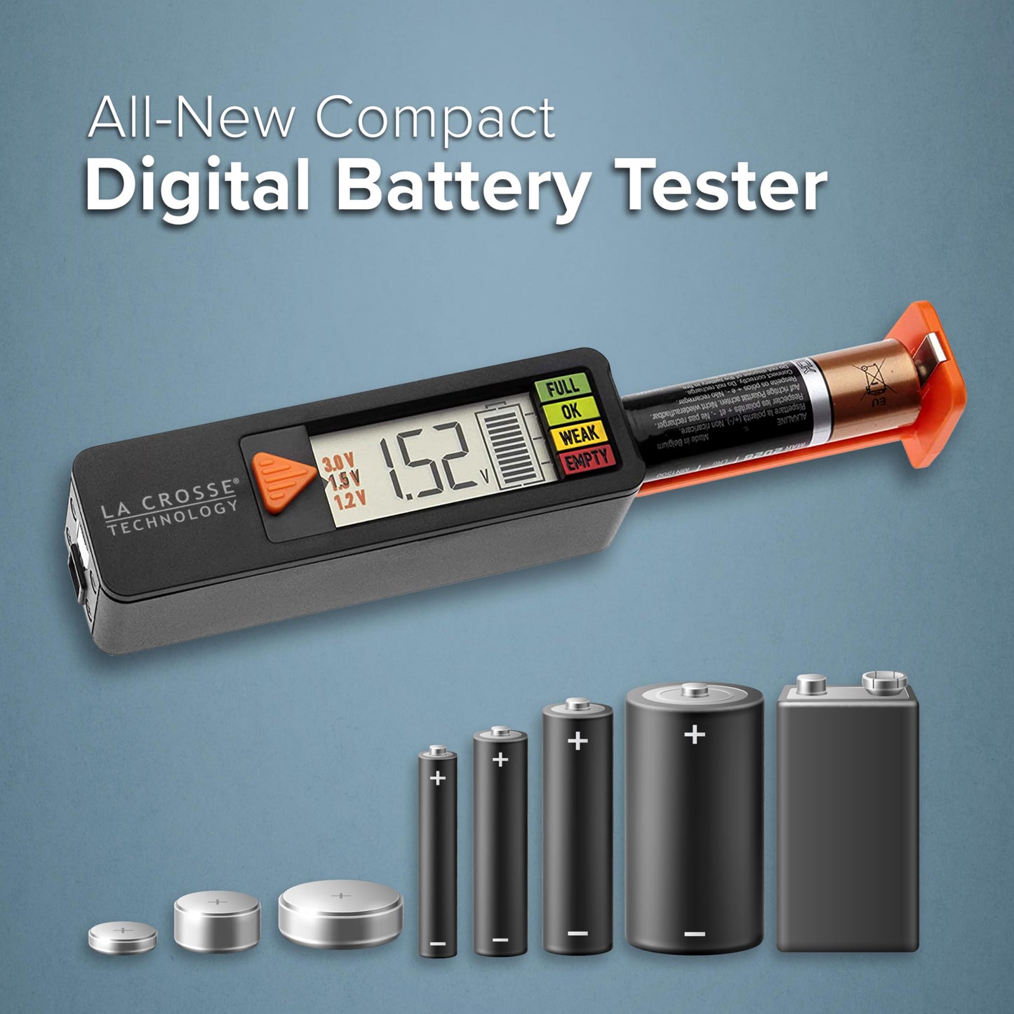 La Crosse 911-65557-INT Portable Digital Battery Tester,Black
