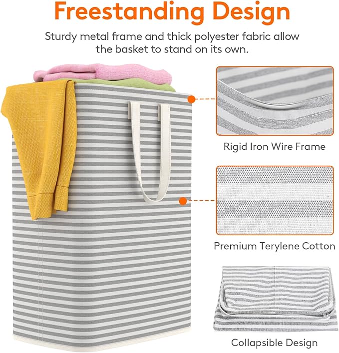 Lifewit 2 Pack Laundry Hamper Large Collapsible Laundry Baskets, Freestanding