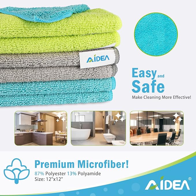 AIDEA Microfiber Cleaning Cloth-100PK, Soft Microfiber Towels