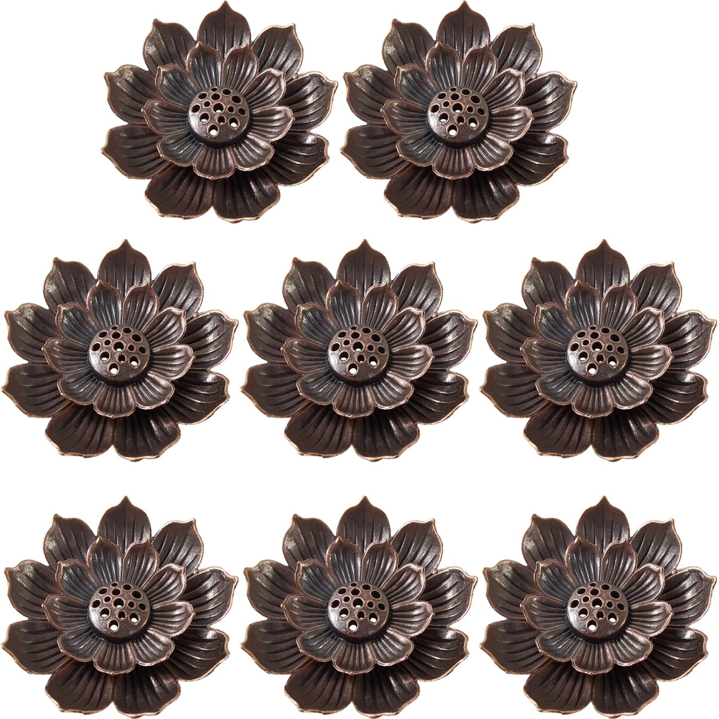 GXXMEI 8PCS Lotus Brass Stick Incense Burner Holder Incense Burner Cone Ash Catcher Home Fragrance Accessories