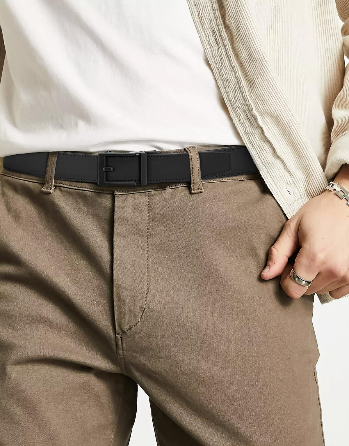 CHAOREN Mens Belts Leather Ratchet - Black Belt Men 1 3/8" - Micro Adjustable Belt Fit Everywhere