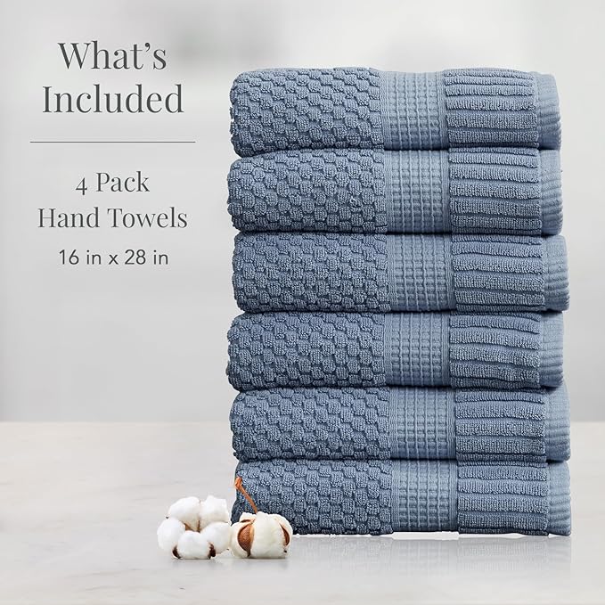 NY Loft 100% Cotton Hand Towel 6 Pack | Super Soft & Absorbent Quick-Dry Hand