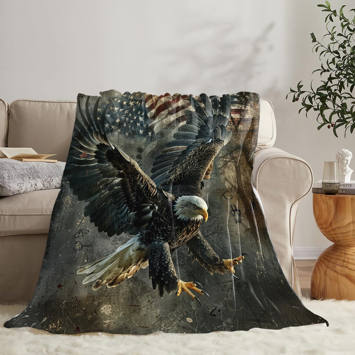 Tijuboni American Eagle Throw Blanket Eagle Gifts for Women Men Girls Boys Kids Adults Soft Flannel Fleece Blanket for Couch Sofa Bed Home Decor 40"x50"