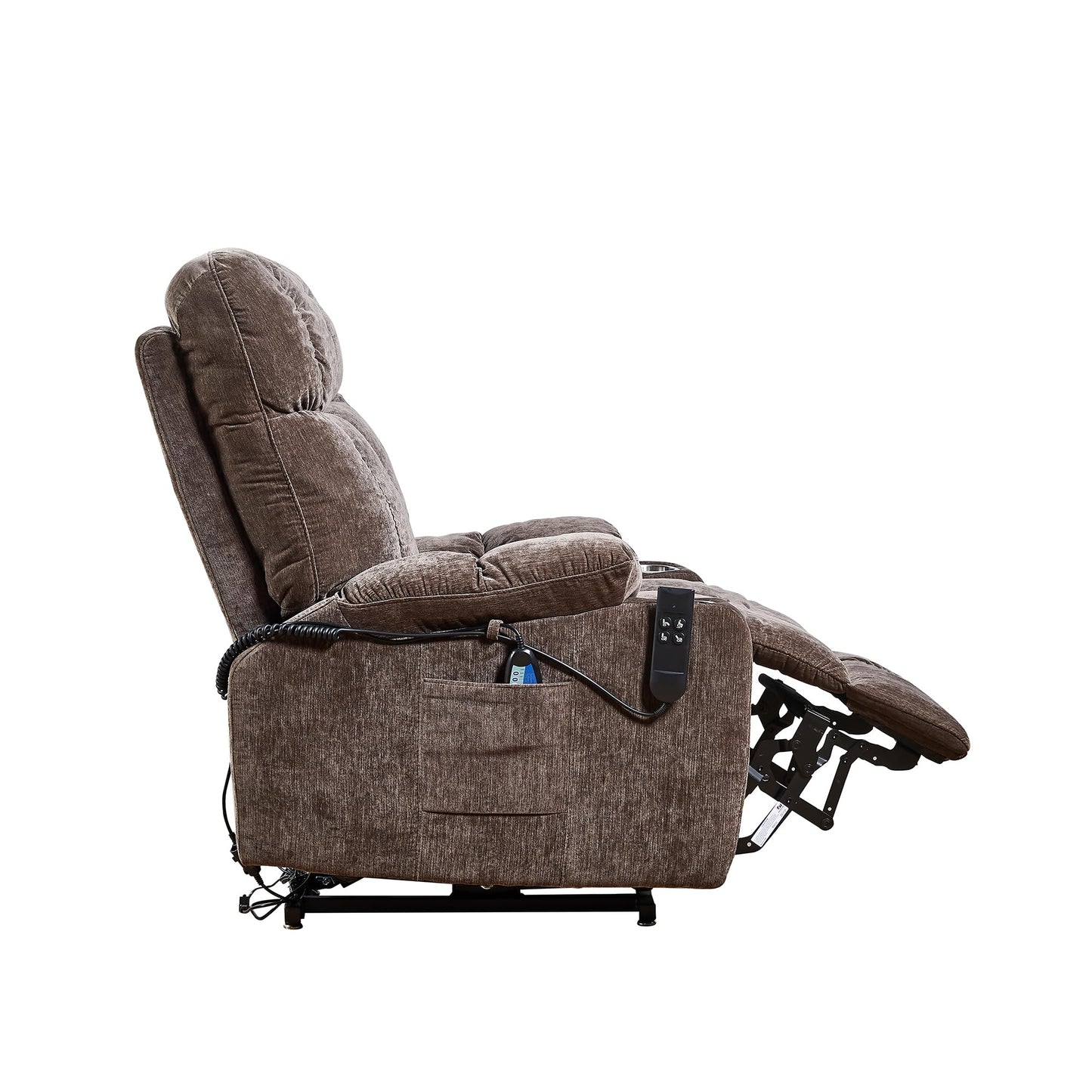 ERYE Oversized Electric Power Lift Recliner Chair for Elderly W/Massage & Heat, 2 Remote Controllers Infinite Positions Chenille Tufted Upholstered Recliner Armchair W/Cupholders