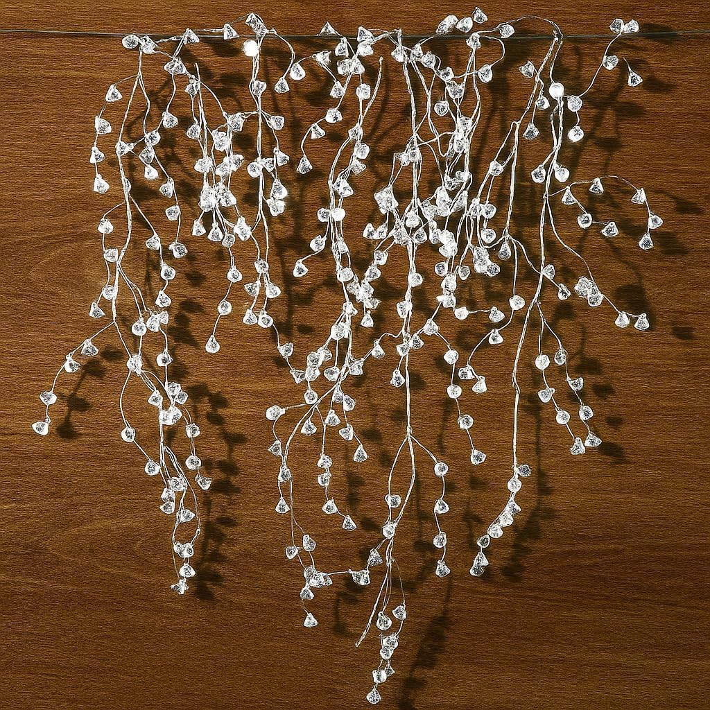 Cheerland Crystal Garland Strands Clear Ice Wire Winter Wonderland Party Decorations Christmas Diamond Crystal Garland Hanging Christmas Tree Decoration Living Room Bedroom Mantel Wreath Decor