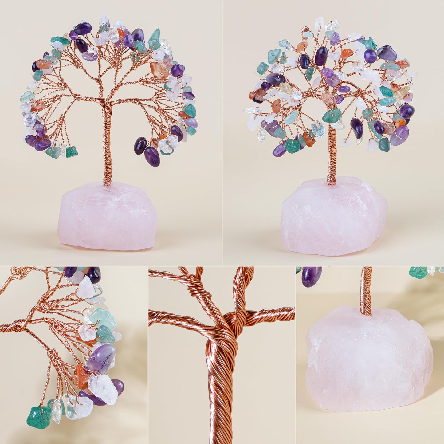 ZenBless 7 Chakra Healing Crystals Stones Tree of Life, Feng Shui Money Tree,Little Fake Bonsai Zen Spiritual Home Living Room Cubicle Office Desk Decor and Accessories for Women(Mix)