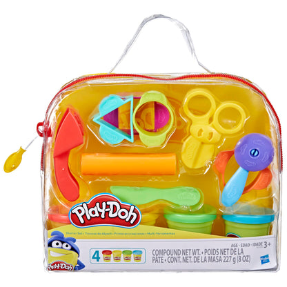 Play-Doh Starter Set, 9 Accessories, 4 Cans with Blue, Green, Red, and Yellow Modeling Compound & Travel Bag, Preschool Toys for Boys and Girls 3+ Year Old