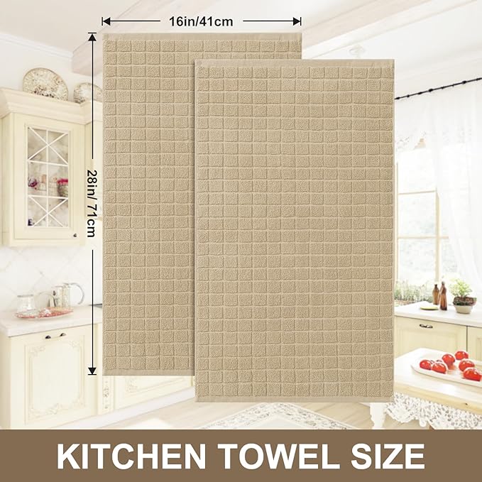 Homaxy Premium Cotton Kitchen Towels 16"x 28", Large Natural Ring Spun 390 GSM