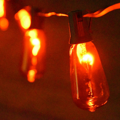 SUNSGNE Halloween Orange Flame Light Bulbs, 10-Pack E17 Flickering Flame Bulb ST40 Edison Replacement Bulbs for ST40 String Lights, 1 Watt- E17 Intermediate Screw Base