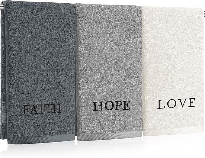 3 Pcs Faith Hope Love Farmhouse Decorative Hand Towels