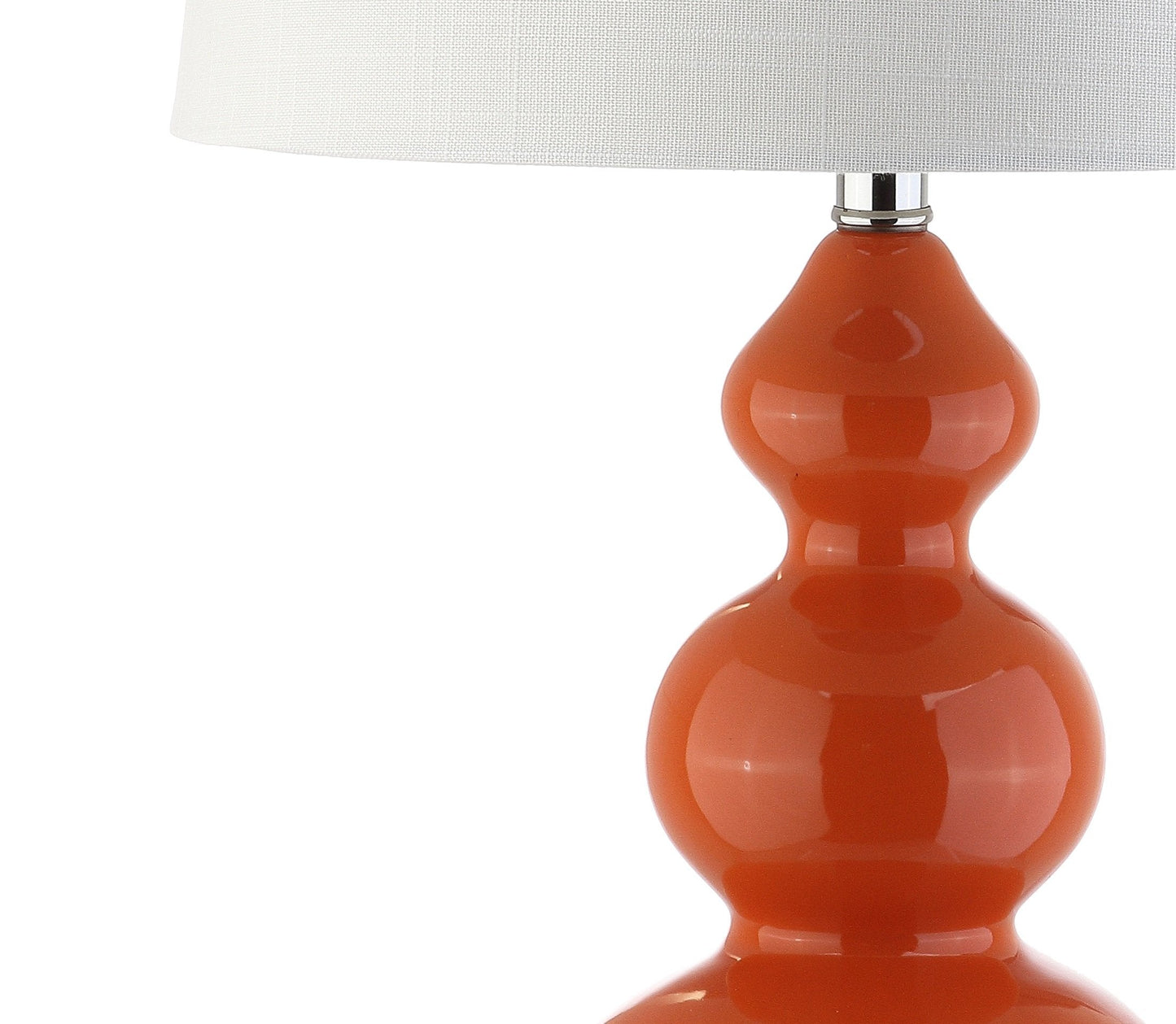 JONATHAN Y 27.5" Coral Modern Ceramic Gourd Table Lamp for Living Room, Large Bedside Nightstand Lamp for Bedroom, White Linen Drum Shade, LED Bulb Included JYL4023A