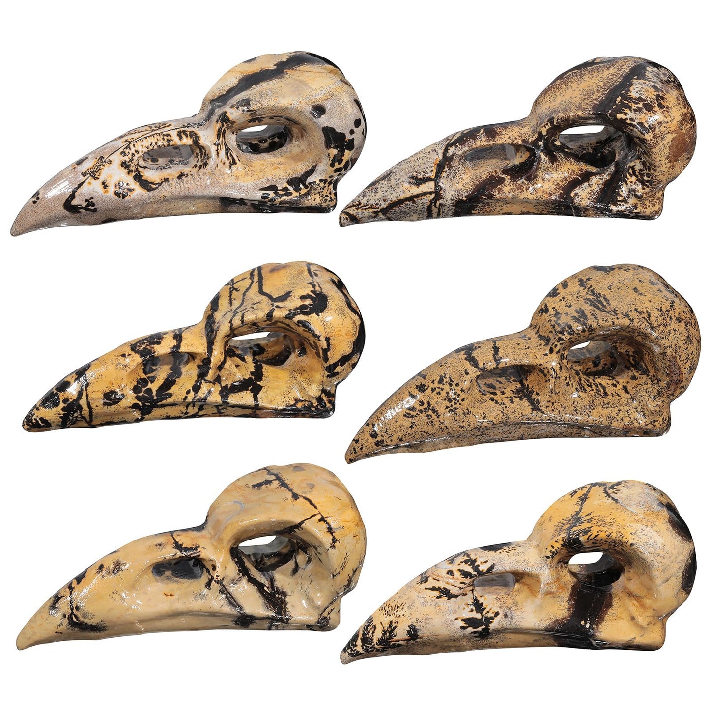mookaitedecor Natural Grass Flower Jasper Stone Raven Skull Figurine, Gothic Raven Statue Animal Carving Sculpture for Collection Home Decor