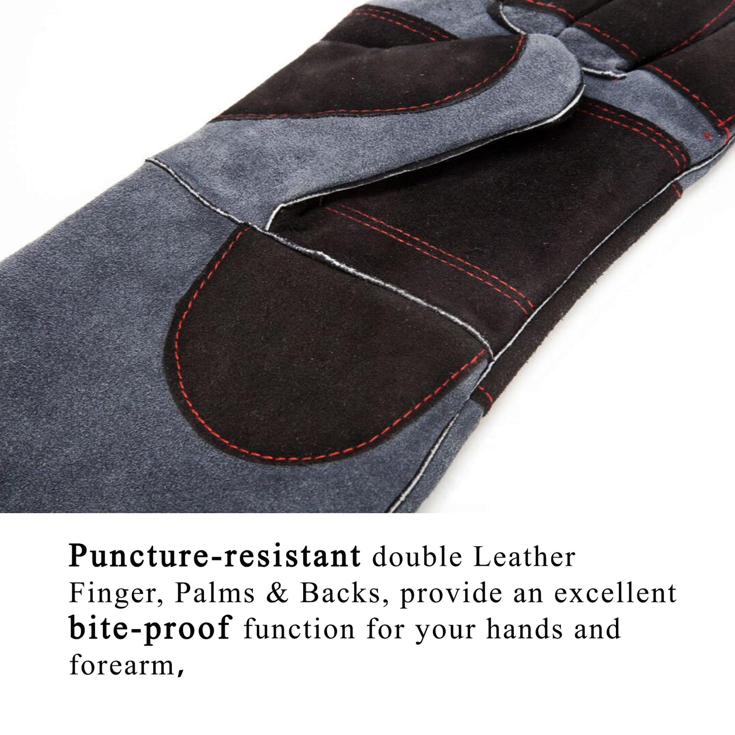 RAPICCA Animal Handling Gloves Bite Proof Reinforced Leather Padding Dog,Cat Scratch,Bird Handling Falcon Gloves Grabbing,Reptile Squirrel Snake Bite 16in/40cm