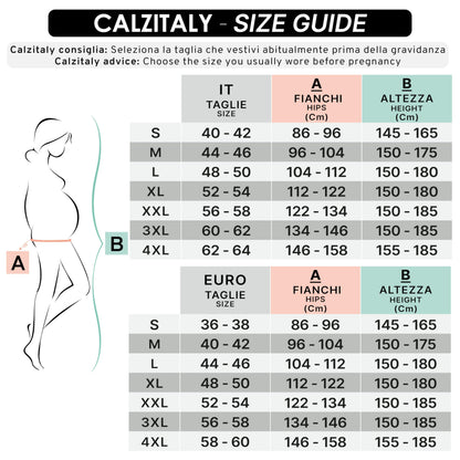 CALZITALY Opaque Maternity Tights, Micoriber Pregnancy Pantyhose | S, M, L, XL, XXL, 3XL, 4XL | 100 DEN | Made in Italy (M, Black)