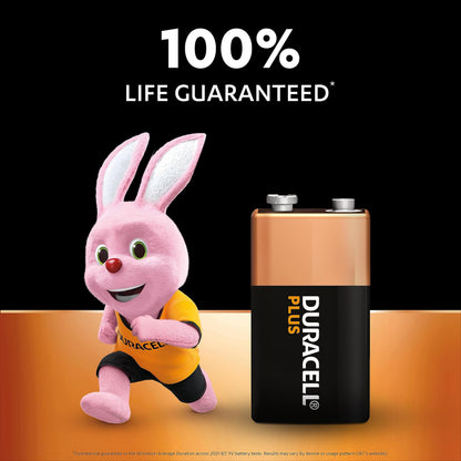 Duracell Plus 9V Batteries (4 Pack) - Alkaline - 100% Life Guaranteed - Reliability For Everyday Devices - 0% Plastic Packaging - 5-Year Storage - 6LR61 MN1604