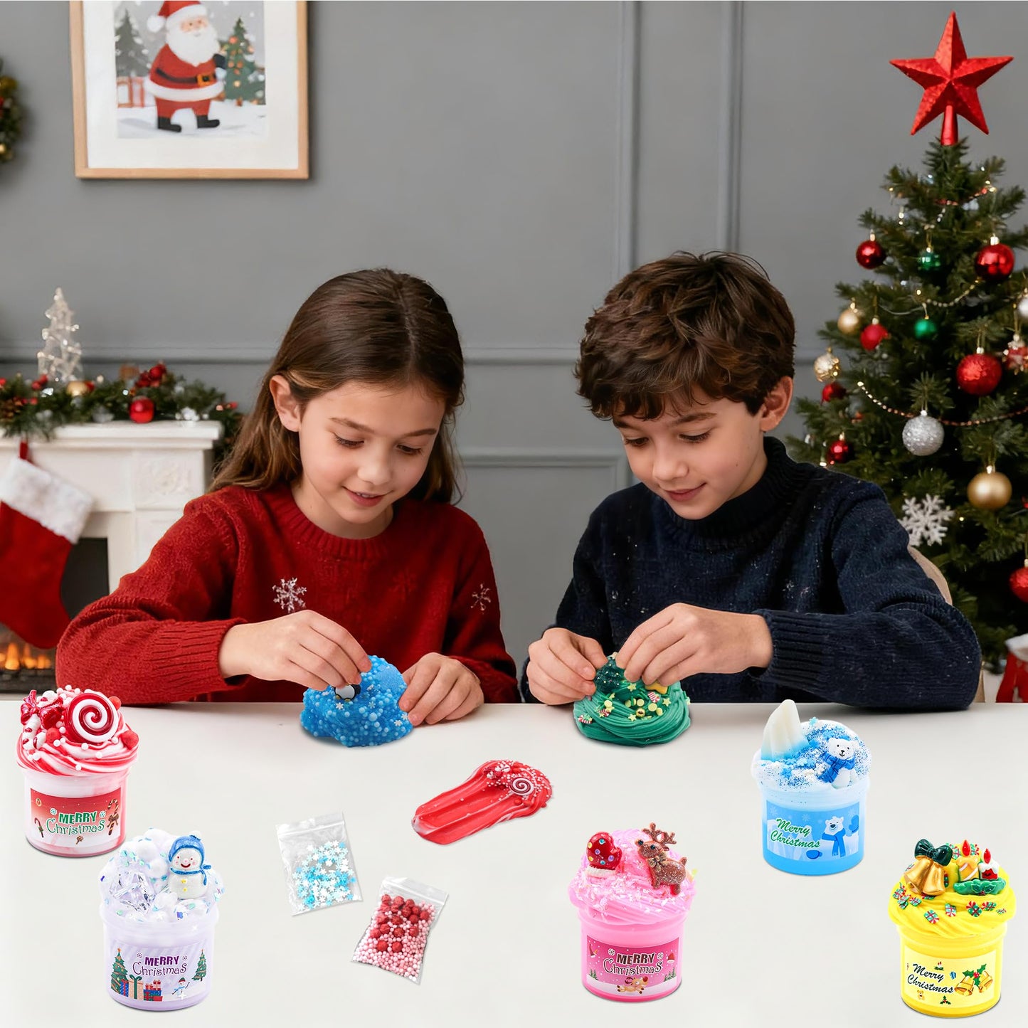 Slime Advent Calendar 2025 Kids, Christmas Countdown Calendars 24 Days of Surprises with Slime Kit Funny Gifts for Toddler Kids Teens Girls 4 5 6 7 8 9 10 11 12 Year Old