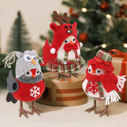 Cllayees 3 Pack 6 Inch Christmas Table Decorations - Small Bird Figurines, Red Cute Xmas Ornaments for Table Top, Desktop, Mantel, Kitchen Decor, Holiday, Winter Party Gifts
