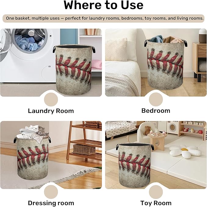 Baseball Laundry Basket with Handles