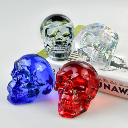 QIANCHANG Black Plating Glass Skull Figurines, Skeleton Heads Model for Day of The Dead/Halloween, Gothic Decor Skull Gifts for Women