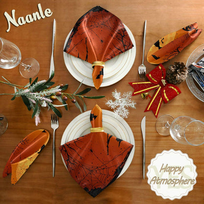 Naanle Halloween Cloth Napkins Dinner Table Napkins Set of 4, Witch Solid Washable Reusable Polyester Napkins with Hemmed Edges for Home Holiday Party Wedding Oversized 20 x 20 in