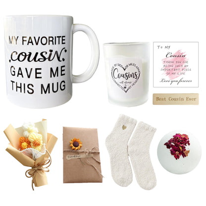8pcs Cousin Gifts for Women, Cousins Birthday Gift Ideas Box for Female, Best Cousins Ever Gifts Basket for Christmas
