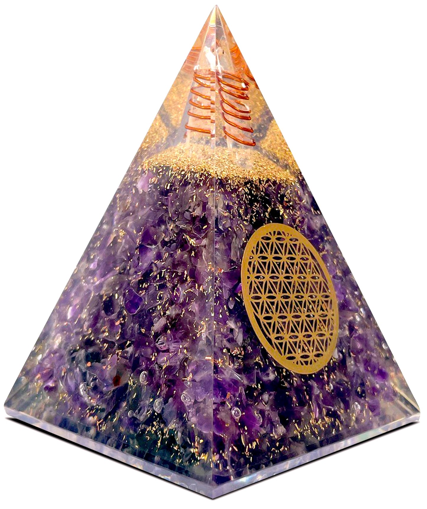 Orgone Pyramid of Success, Amethyst Orgonite Pyramid, Reiki Energy Generator for Healing, Meditation, and Positive Energy