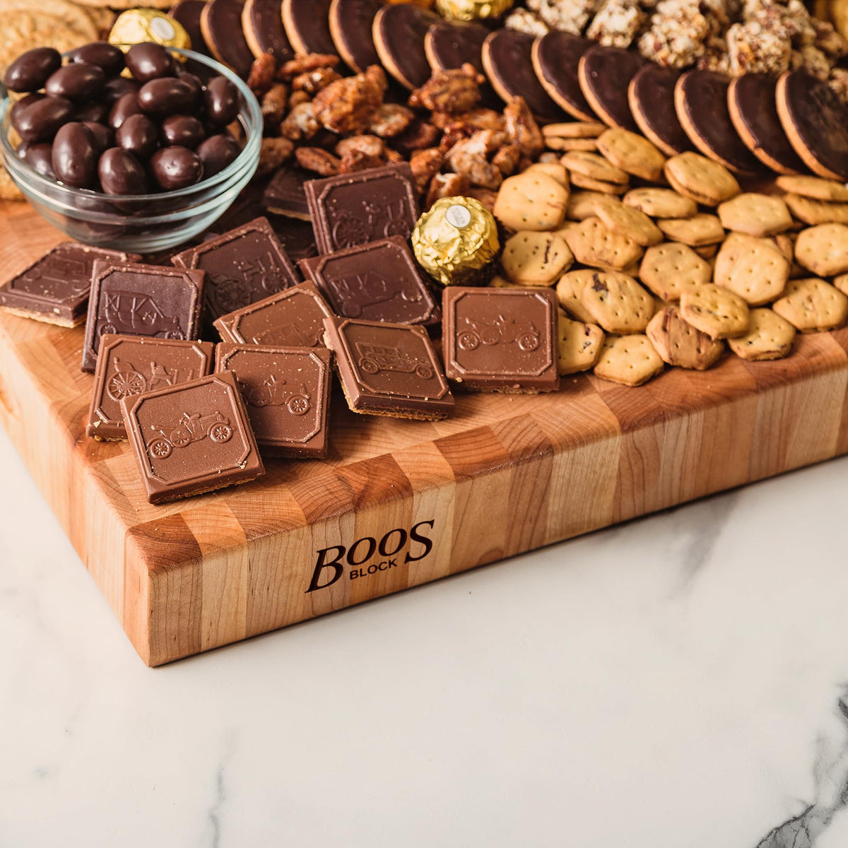 John Boos CCB Series Rectangular Wooden Maple Cutting Board 24”x18” – 2.25” Thick, 30-lb Reversible Butcher Block with End-Grain & Finger Grips – Made in the USA