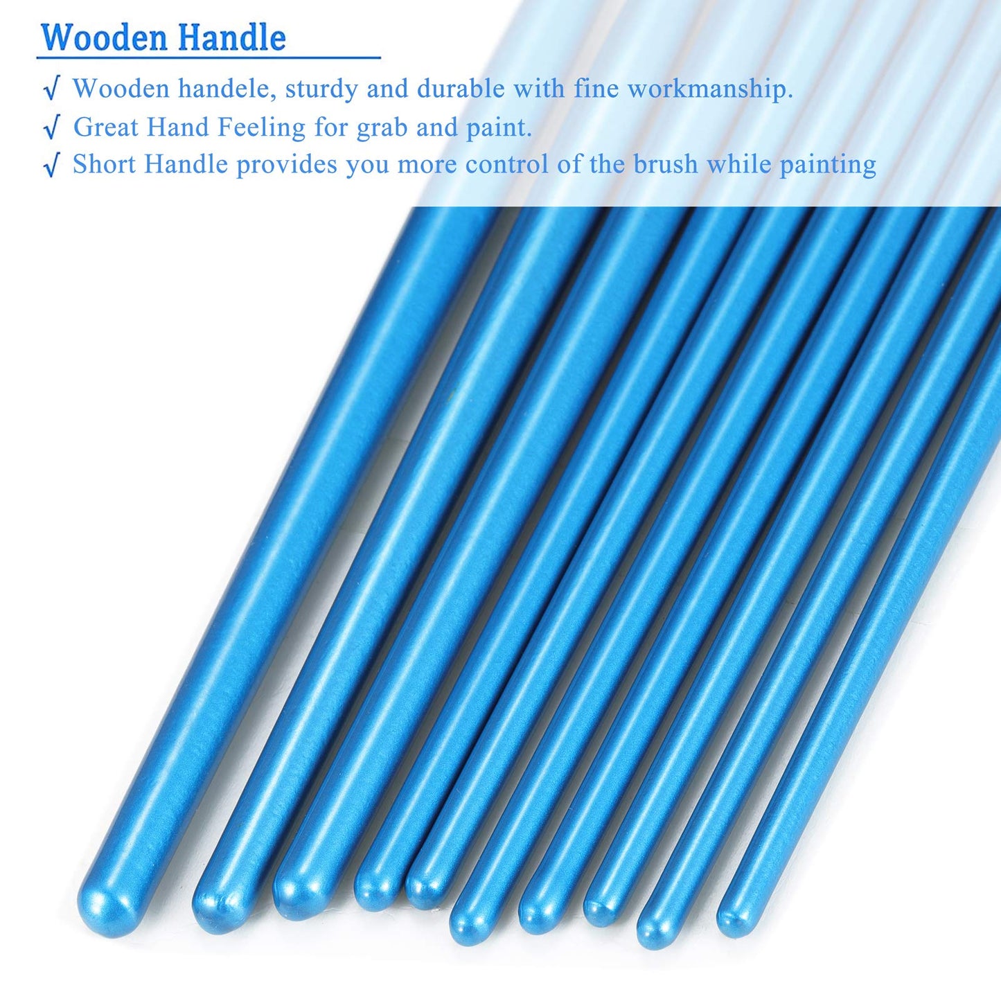 BOSOBO Paint Brushes Set, 2 Pack 20 Pcs Round-Pointed Tip Nylon Hair Artist Acrylic Paint Brushes for Acrylic Painting Oil Watercolor, Face Nail Art, Canvas, Miniature Detailing & Rock Painting, Blue