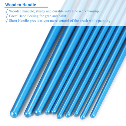 BOSOBO Paint Brushes Set, 2 Pack 20 Pcs Round-Pointed Tip Nylon Hair Artist Acrylic Paint Brushes for Acrylic Painting Oil Watercolor, Face Nail Art, Canvas, Miniature Detailing & Rock Painting, Blue