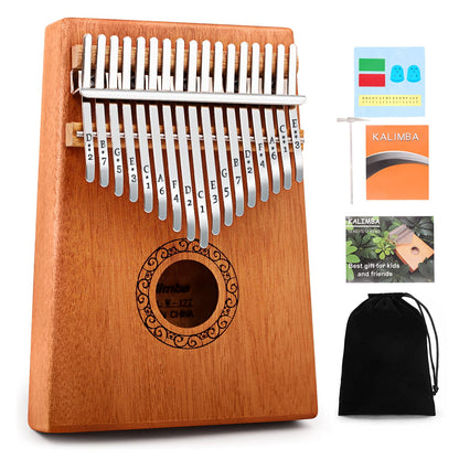 Kalimba Thumb Piano, YUNDIE Portable 17 Keys Mbira Finger Piano with Tune Hammer and Instruction,Musical Instruments Birthday Gift for Adult Beginners Professional(Brown)