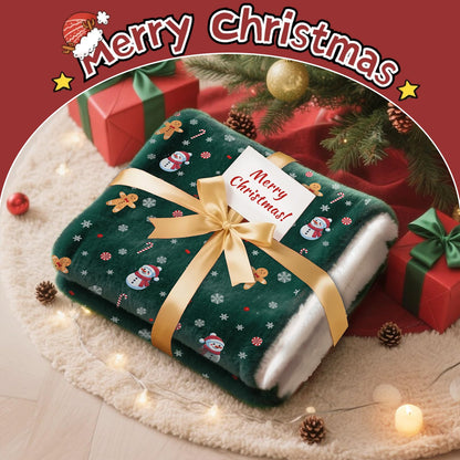 Bemaystar Sherpa Christmas Blanket, Christmas Throw Blanket, Fuzzy Fluffy Soft Cozy Blanket for Couch Bed Sofa, Cozy Reversible Microfiber Blanket, Gifts for Mom Dad Kids, 50x60 in