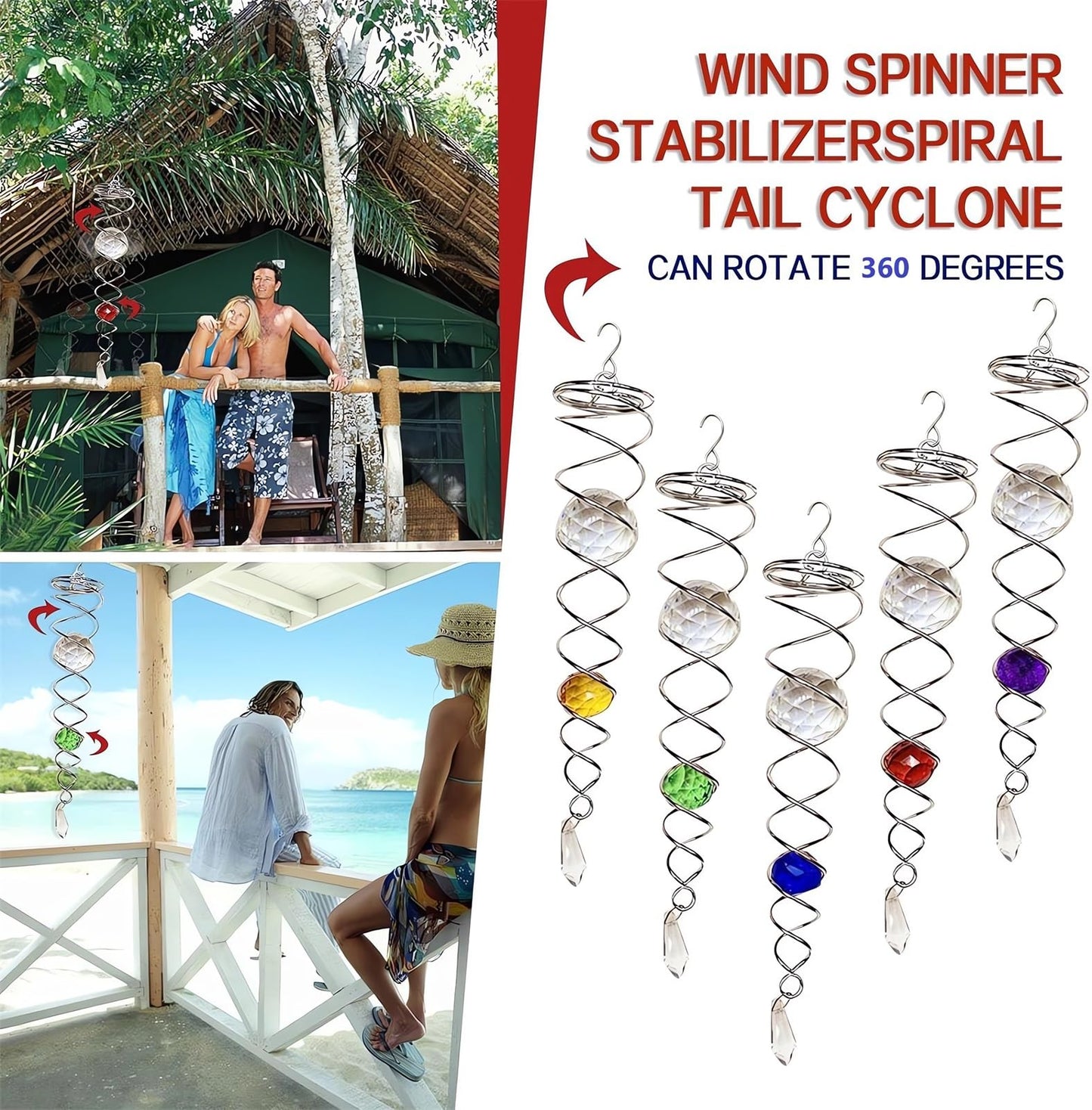 Decorative Spiral - 2024 New Gazing Ball Spiral Tail Wind Spinner Stabilizer, Spinfinity Designs Hanging Kinetic Wind Spinners Decorative Spiral Crystal Sun Catchers Rainbow Maker (Purple, 12in)