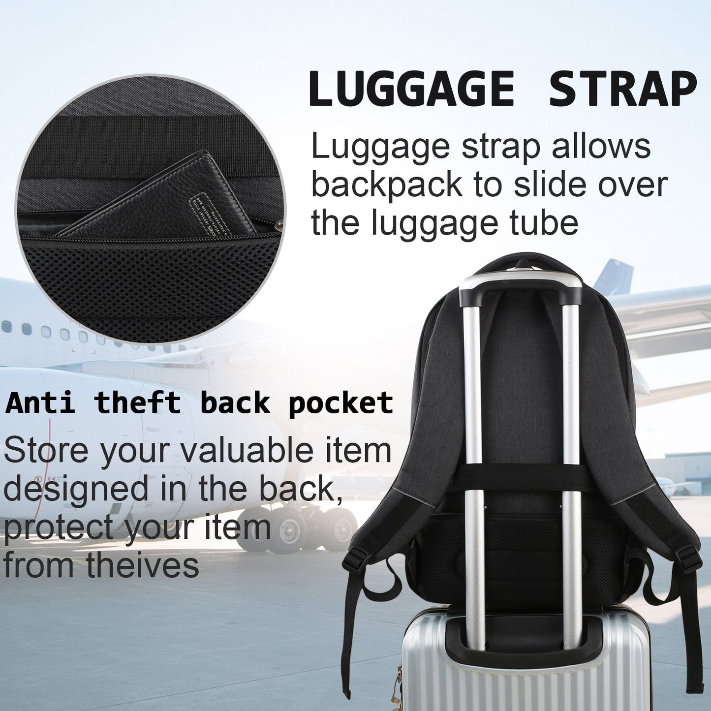 KASIBON Laptop Backpack with USB Charging&Headphone Port,Anti-Theft with Breathable Padded Shoulder Strap, Water Resistant Computer Rucksack for Business/School/Work/Travel