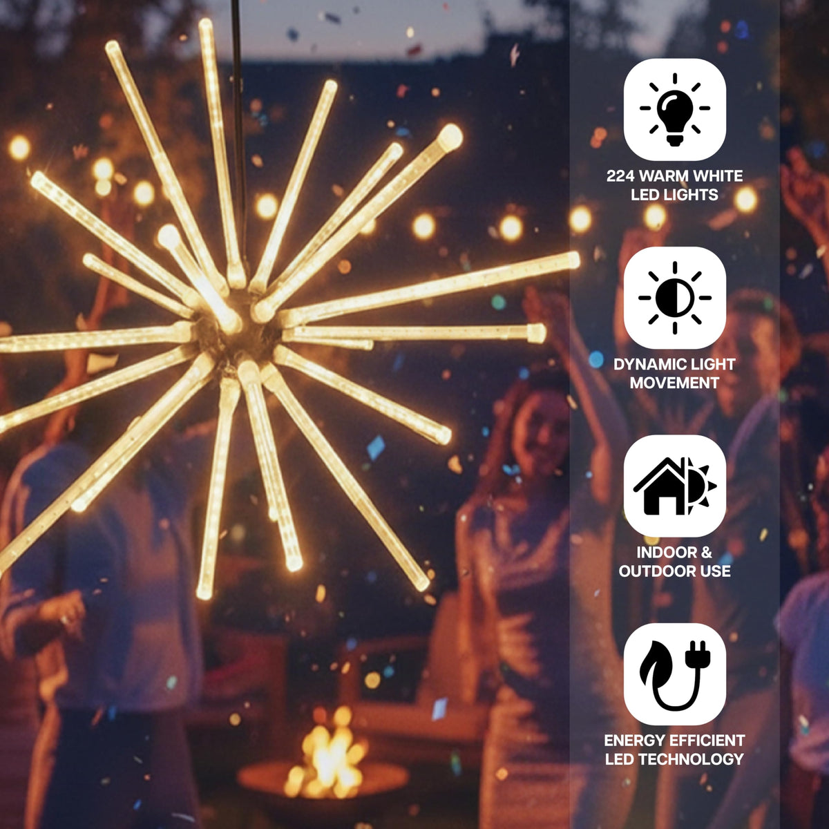 Holiday Bright Lights 20 Inch LED Meteor Burst Warm White Indoor Outdoor Starburst Decoration