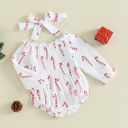 farrubbyine8 Newborn Baby Girl Outfit Cute Romper Long Sleeve Ruched Bodysuit Comfy Outfits Baby Girl Clothes (Xmas Red, 0-3 Months)