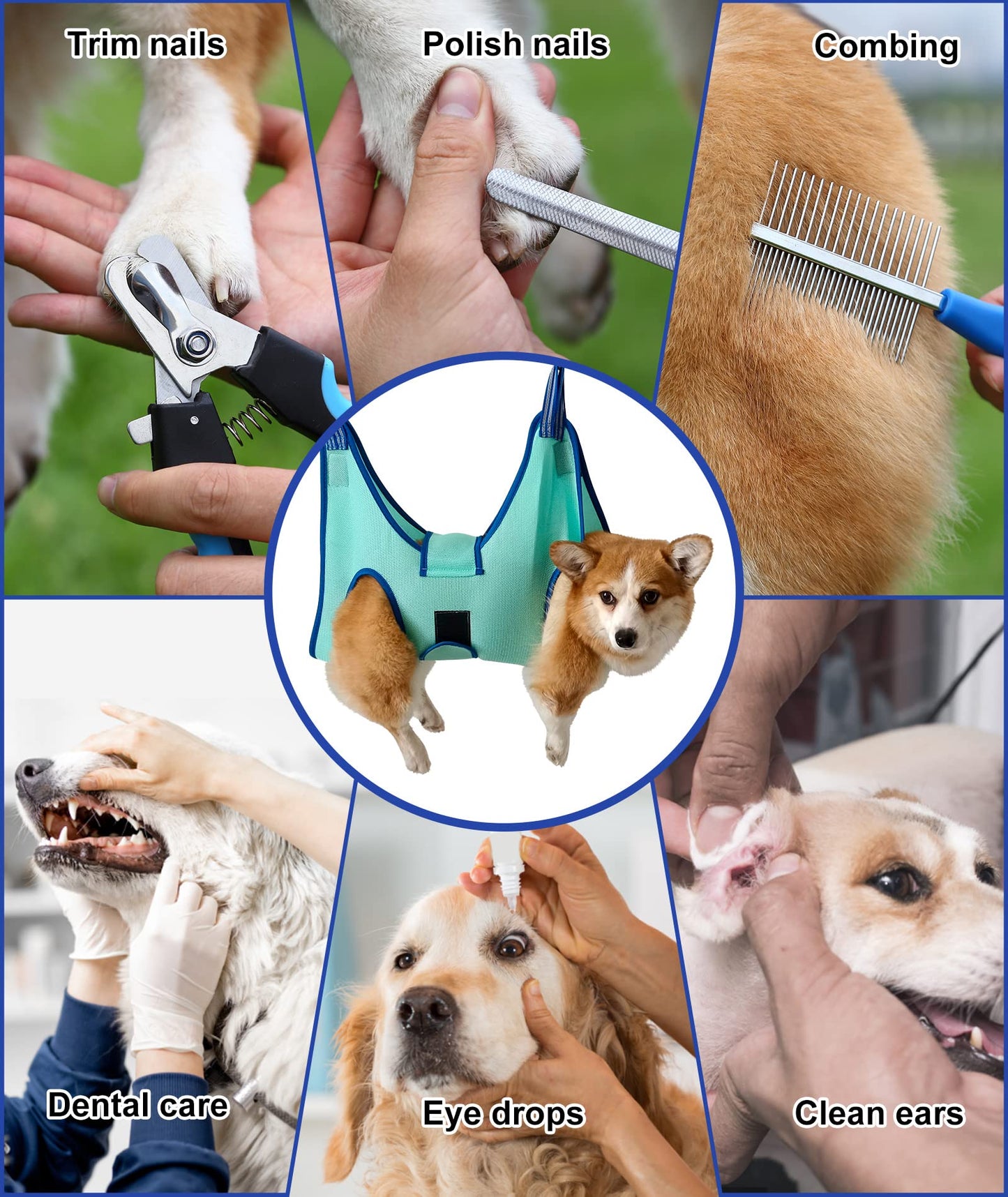 Kkiimatt 2027 New Edition Dog Grooming Hammock, Pet Grooming Hammock with Nail Clippers/File, Dog Grooming Sling with Wide Strap Sewed