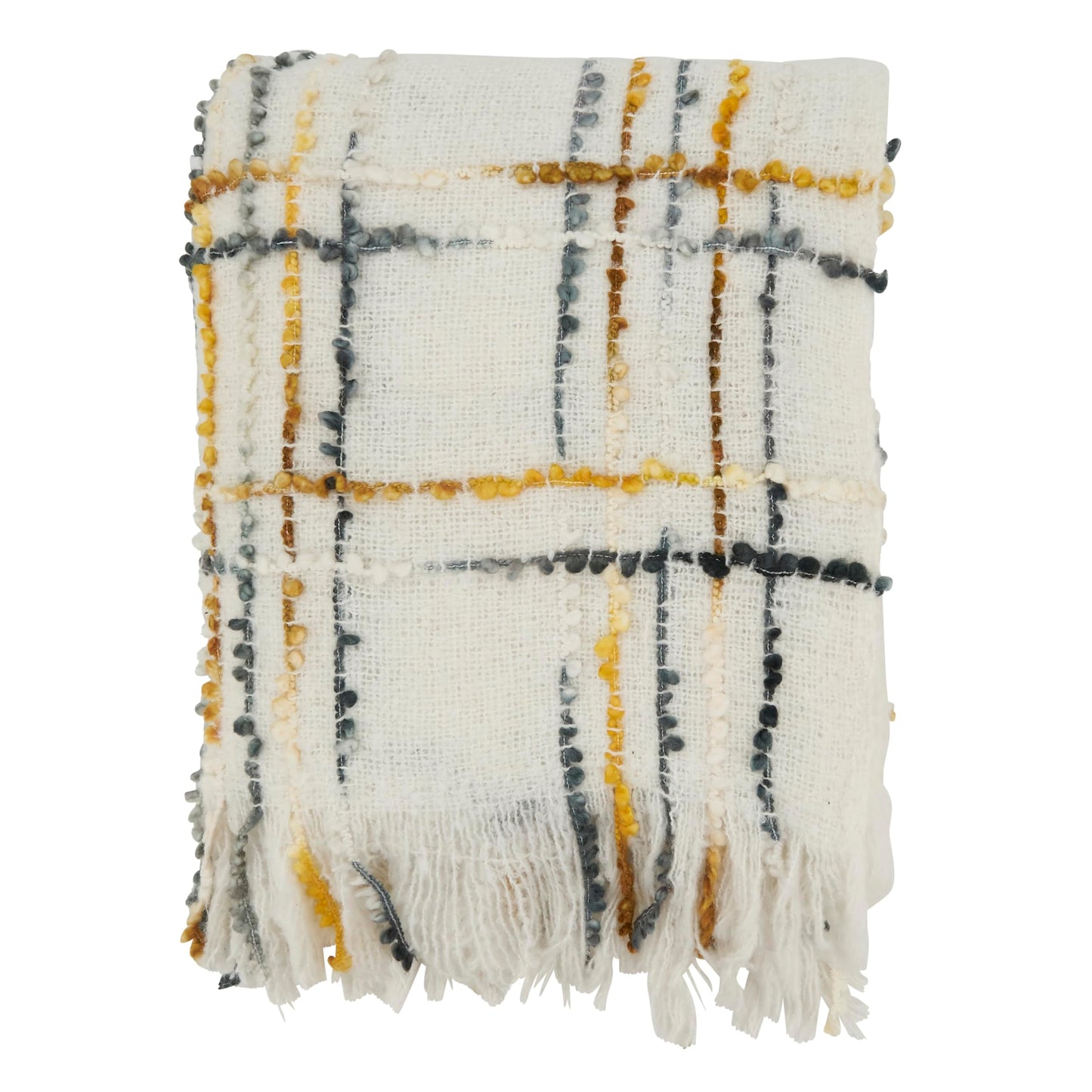 SARO LIFESTYLE Cozy Crosshatch Knit Fringed Throw