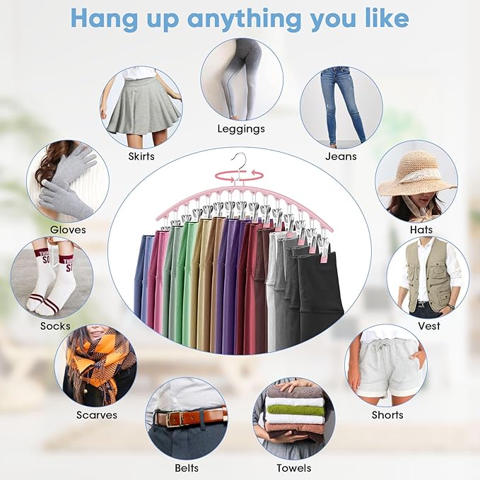 3 Pack Legging Organizer for Closet Hanging, Pants Hangers